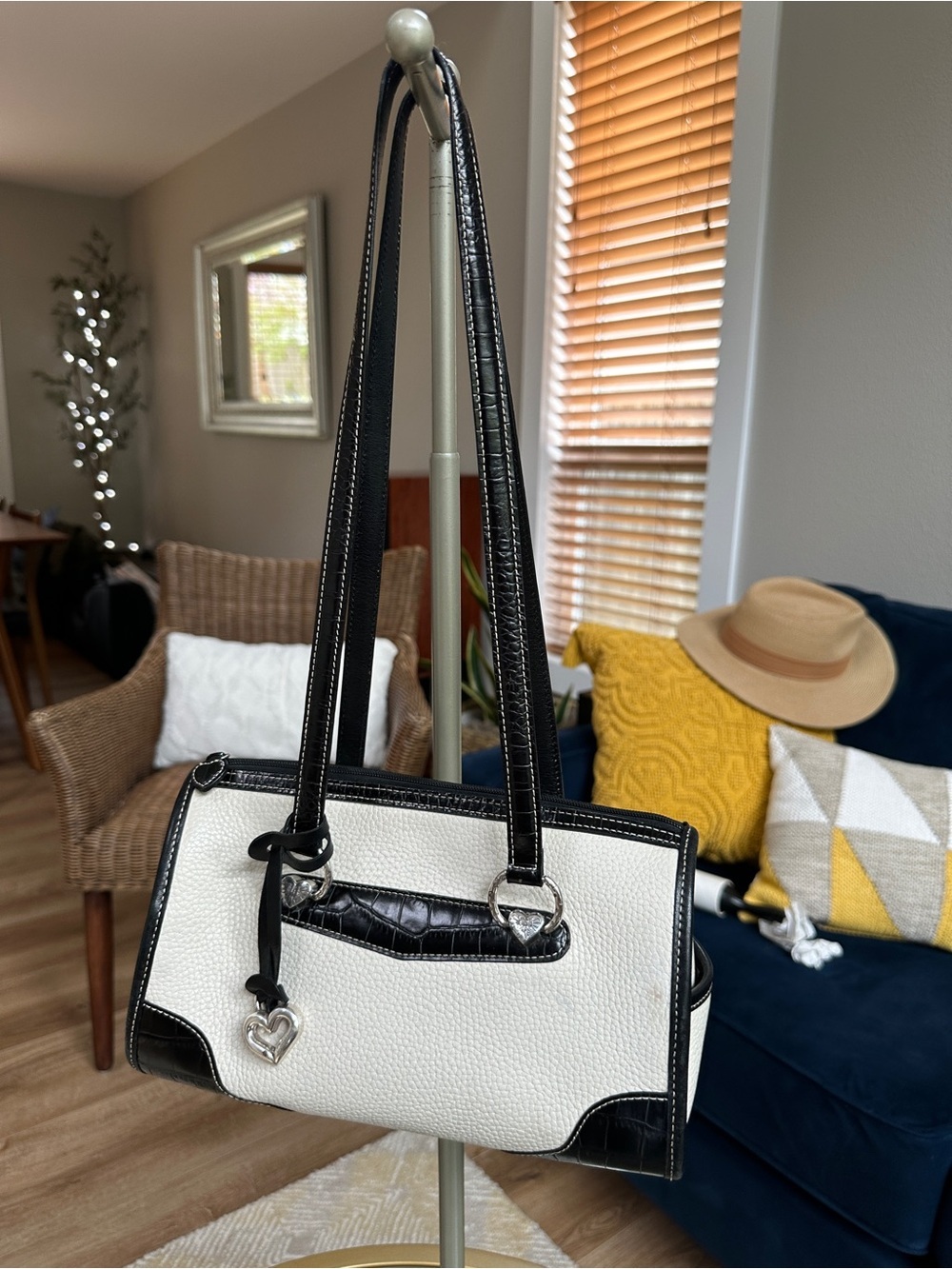 Vintage Brighton cream pebble leather shoulder satchel bag - Picture 2 of 13